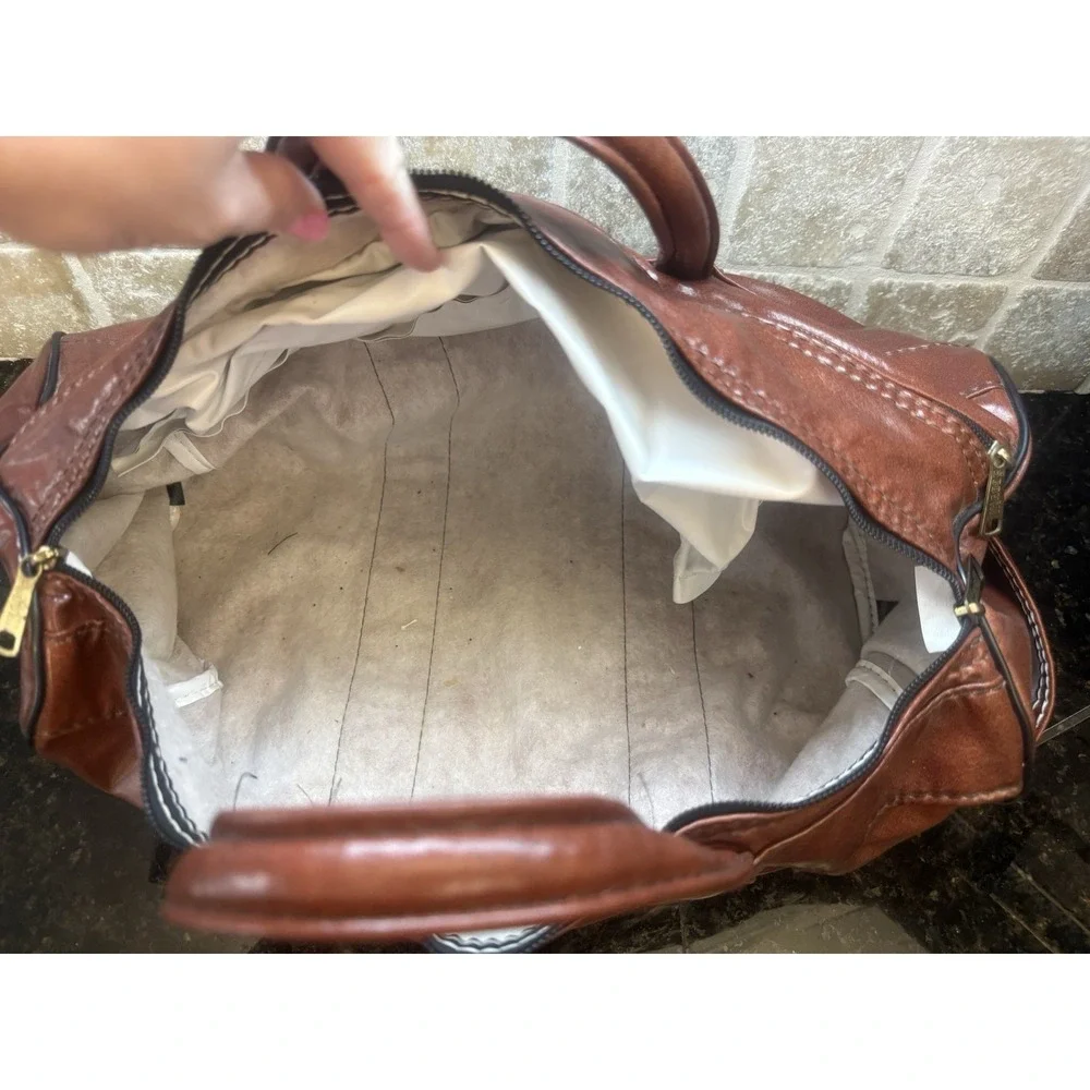 Vtg Wilson Faux Vegan Brown Leather Sports Duffle Carry On Gym‎ Travel Bag RARE